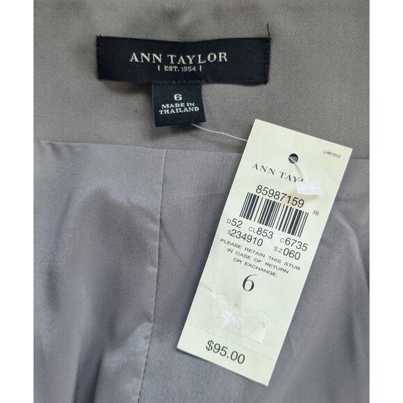 Anne Taylor Pencil Skirt 6 Gray Satin Elegant Evening Bow Sash Event Holiday NEW - Picture 9 of 10
